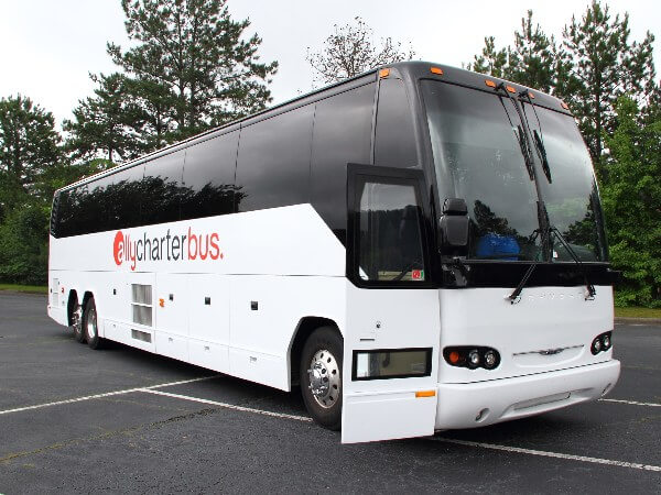 A 56-passenger charter bus